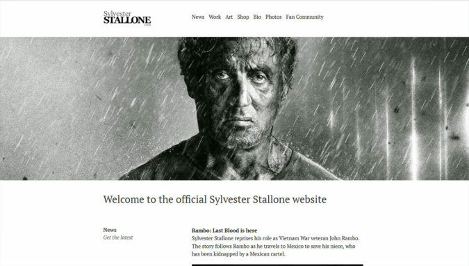 Webseite von Sylvester Stallone